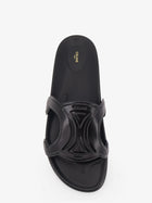 Celine Men's Triomphe Slide Leather Sandals Black, view 5