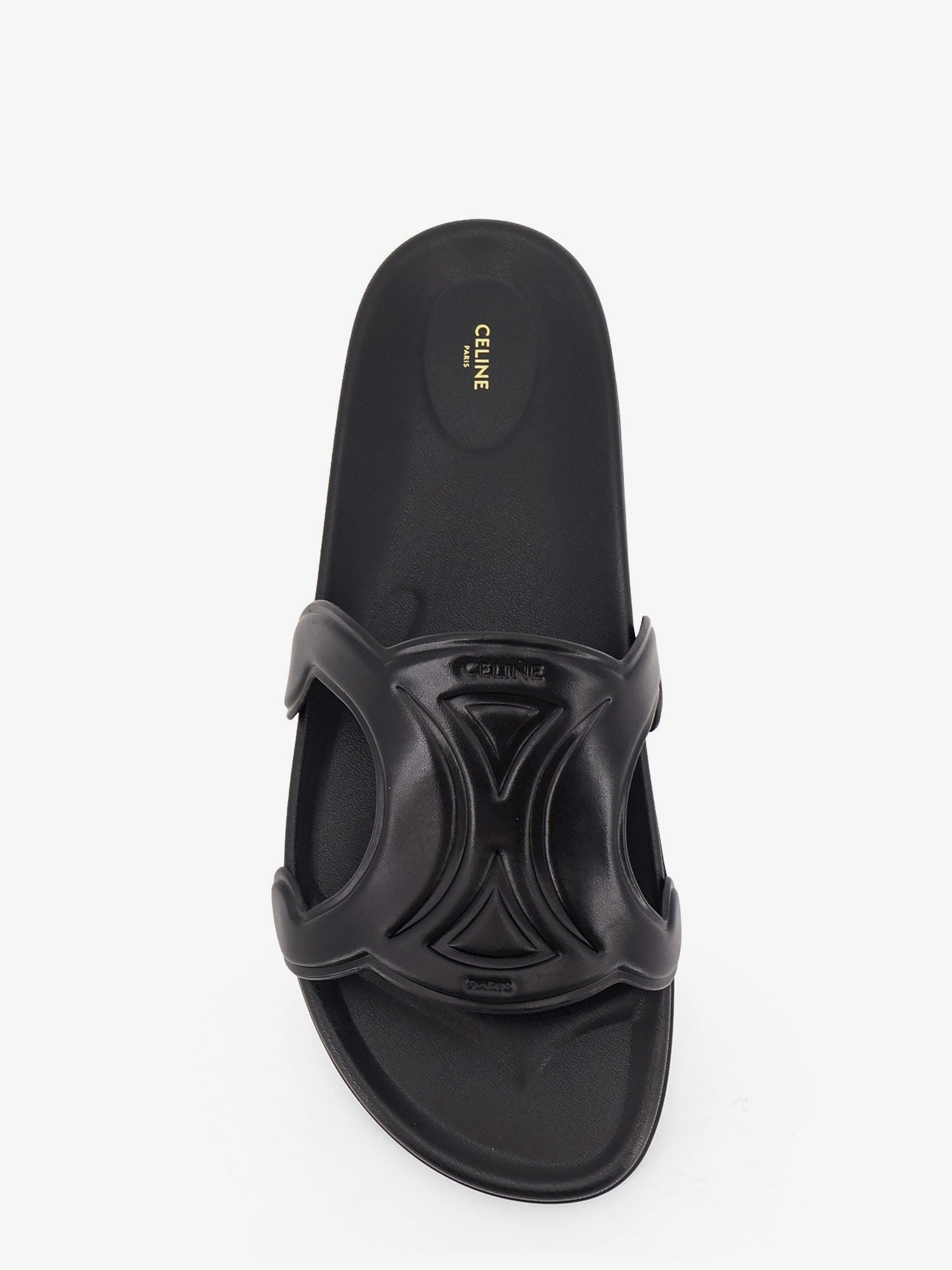 Celine Men's Triomphe Leather Sandals Black