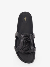 Celine Men's Triomphe Leather Sandals Black