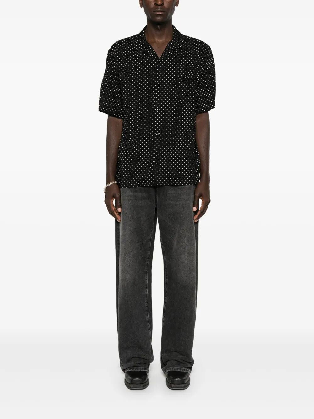 Celine Men's Triomphe Viscose Shirt Black