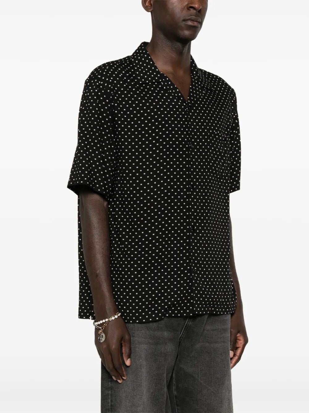 Celine Men's Triomphe Viscose Shirt Black