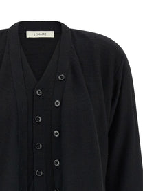Lemaire Trompe Loeil Construction Cardigan Black