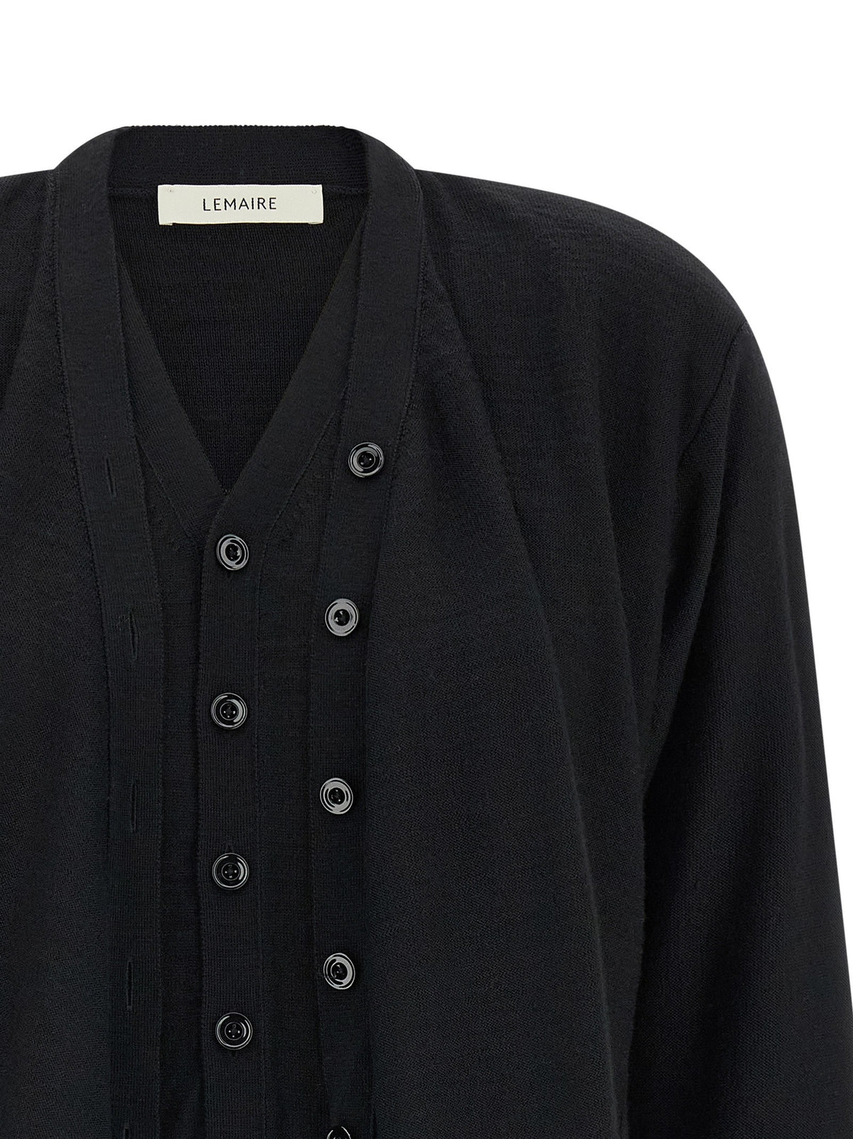 Lemaire Trompe Loeil Construction Cardigan Black, view 4