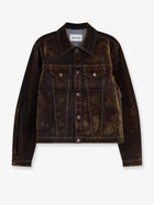 Tonywack Men's Trucker Flocked Denim Jacket Brown
