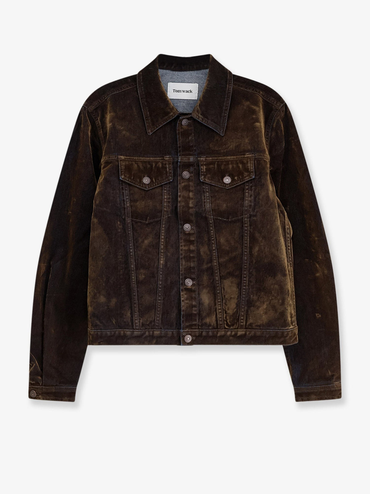 Tonywack Men's Trucker Flocked Denim Jacket Brown