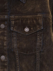 Tonywack Men's Trucker Flocked Denim Jacket Brown, view 3