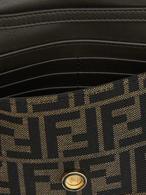 Fendi Women's Wallet on Chain Tube FF Zucca Fabric Crossbody Bag Black