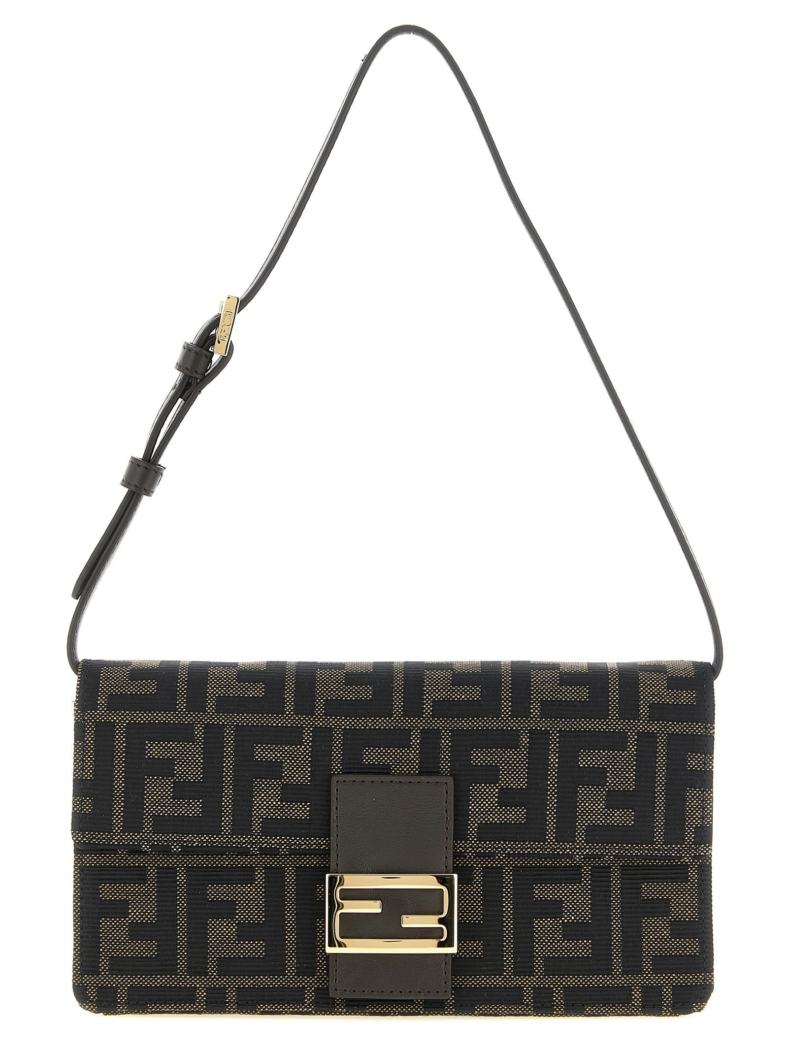 Fendi Women's Wallet on Chain Tube FF Zucca Fabric Crossbody Bag Black