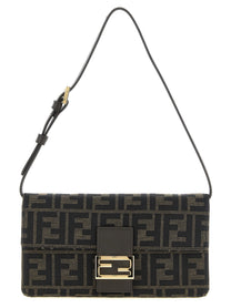 Fendi Women's Wallet on Chain Tube FF Zucca Fabric Crossbody Bag Black