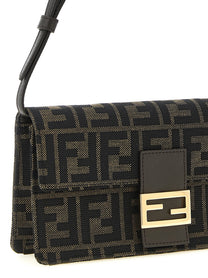 Fendi Women's Wallet on Chain Tube FF Zucca Fabric Crossbody Bag Black