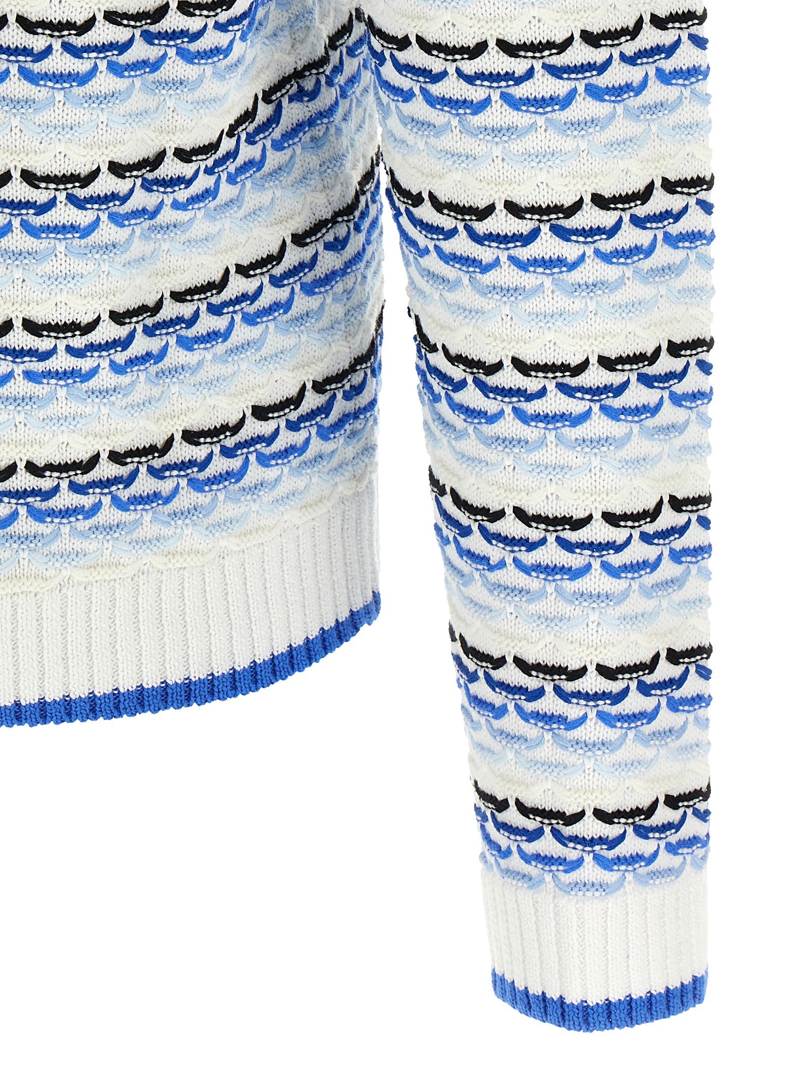 Casablanca Tuck Stitch Long Sleeve Polo Shirt Blue