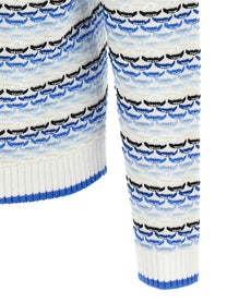 Casablanca Tuck Stitch Long Sleeve Polo Shirt Blue