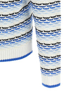 Casablanca Tuck Stitch Long Sleeve Polo Shirt Blue, view 4