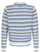 Casablanca Tuck Stitch Long Sleeve Polo Shirt Blue, view 2