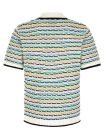 Casablanca Tuck Stitch Polo Shirt Gold