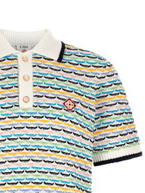 Casablanca Tuck Stitch Polo Shirt Gold