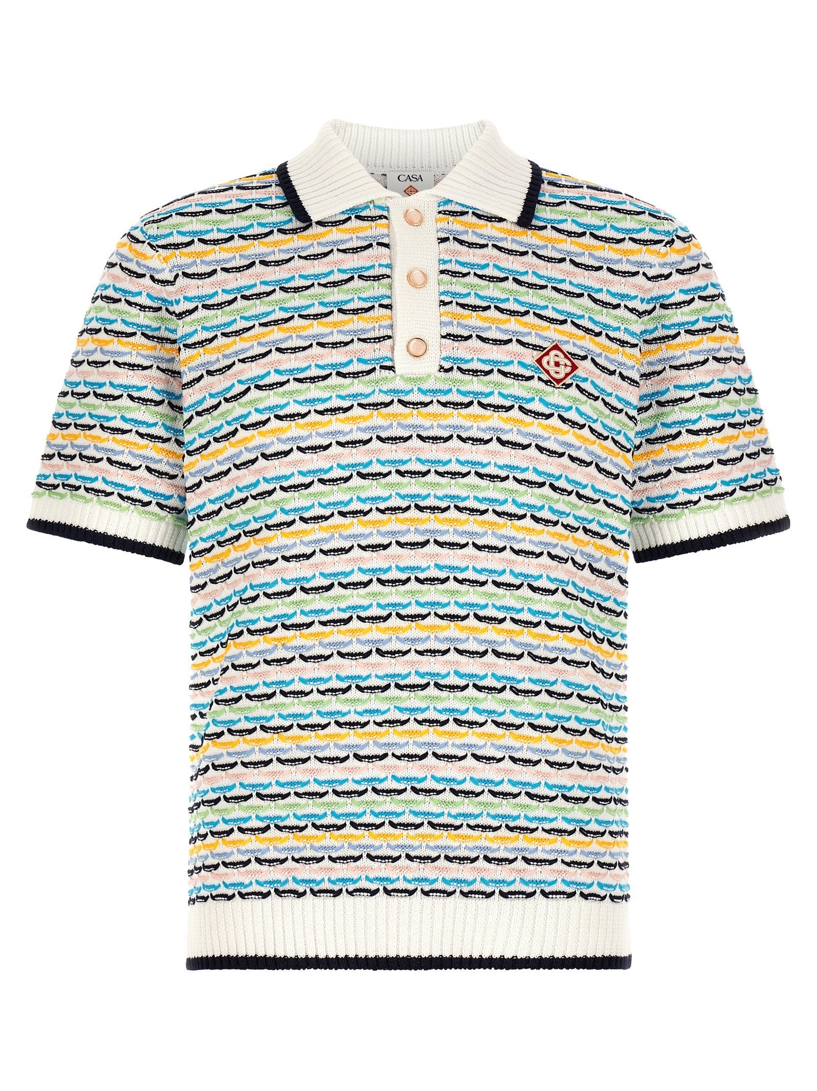 Casablanca Tuck Stitch Polo Shirt Gold