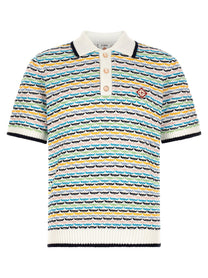 Casablanca Tuck Stitch Polo Shirt Gold
