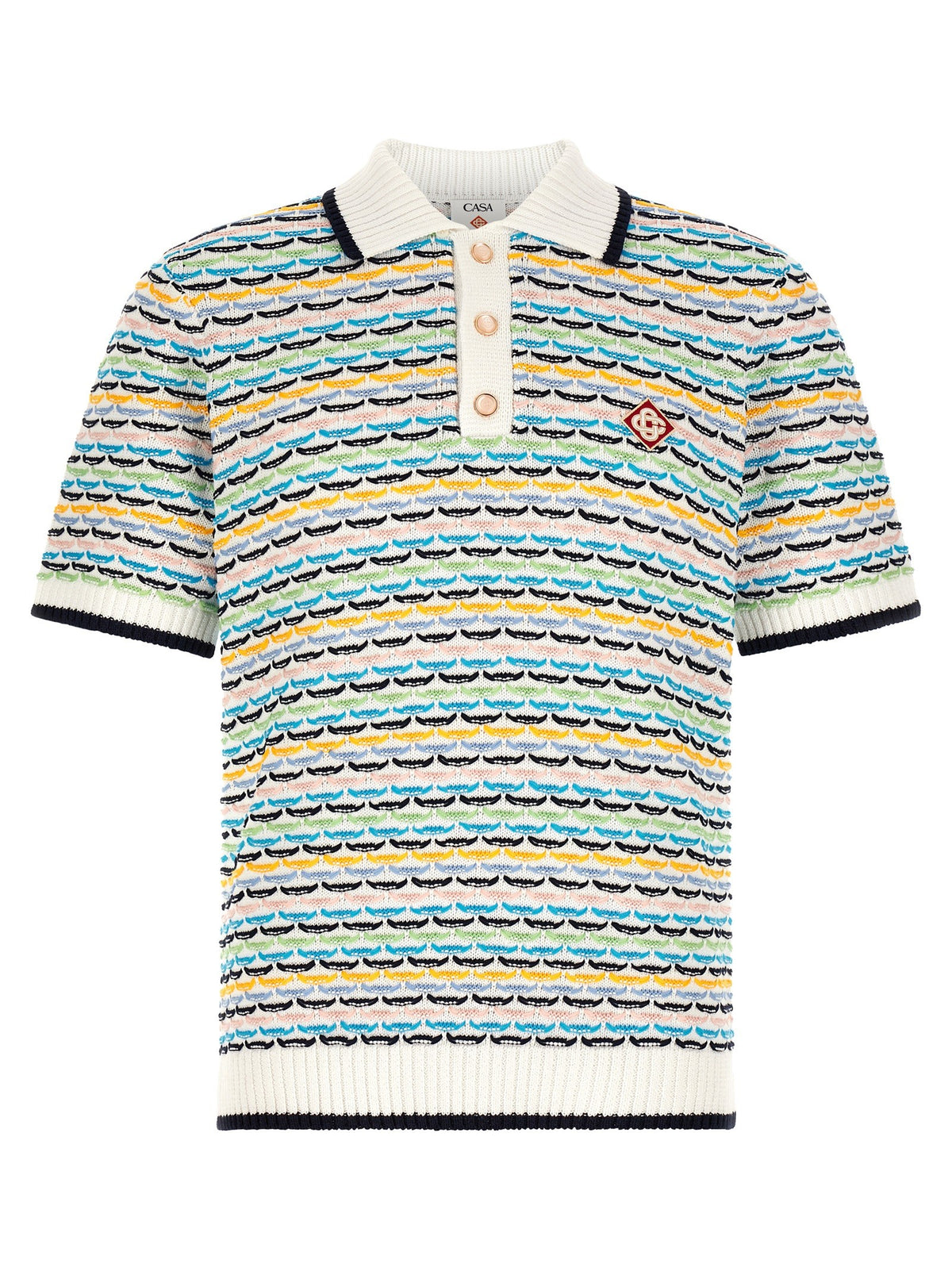 Casablanca Tuck Stitch Polo Shirt Gold