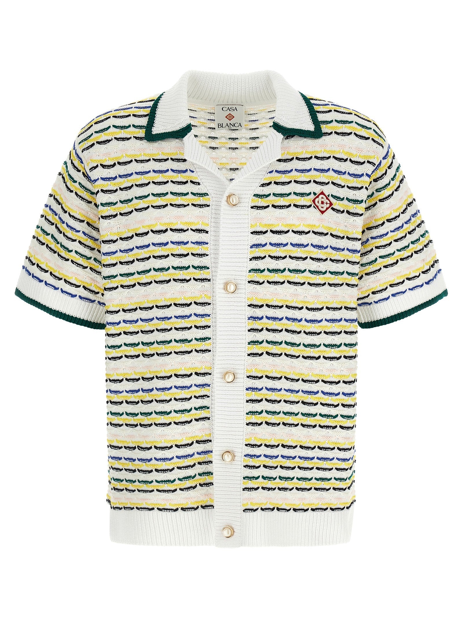 Casablanca Tuck Stitch Short Sleeve Shirt Gold