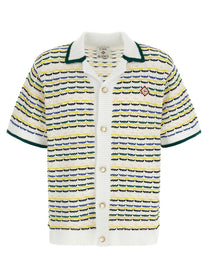 Casablanca Tuck Stitch Short Sleeve Shirt Gold