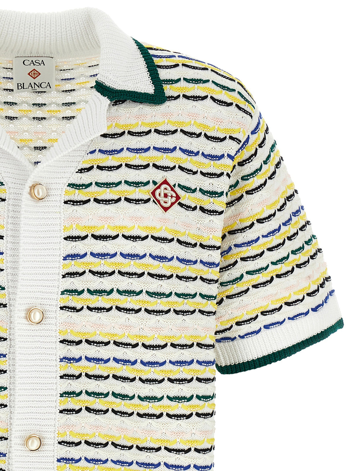 Casablanca Tuck Stitch Short Sleeve Shirt Gold, view 3