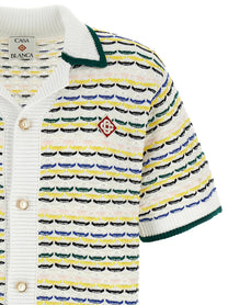 Casablanca Tuck Stitch Short Sleeve Shirt Gold