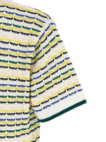 Casablanca Tuck Stitch Short Sleeve Shirt Gold