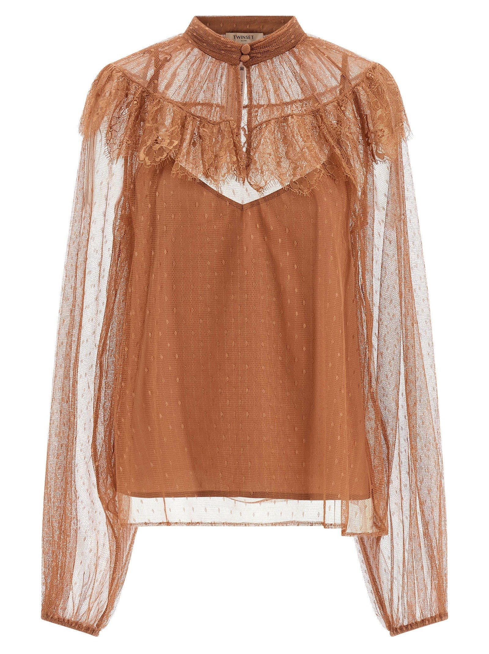 TWINSET Tulle Plumetis Blouse Brown