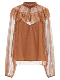 TWINSET Tulle Plumetis Blouse Brown