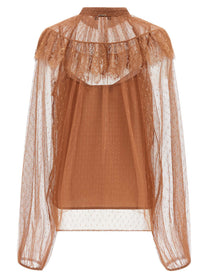 TWINSET Tulle Plumetis Blouse Brown