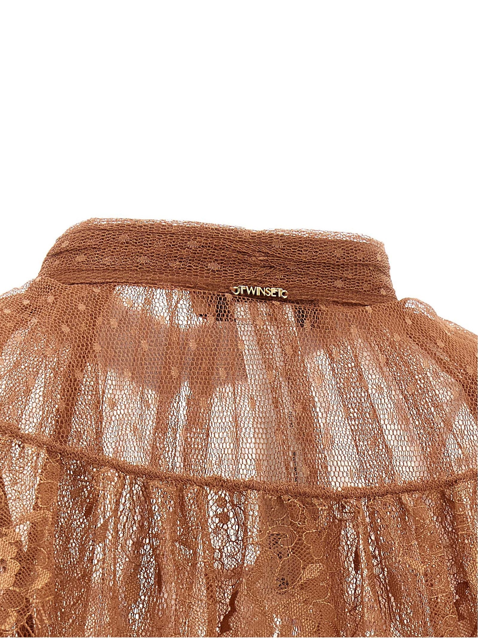 TWINSET Tulle Plumetis Blouse Brown