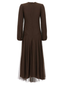 TWINSET Tulle Plumetis Dress Brown, view 2