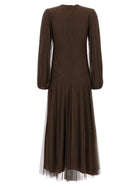 TWINSET Tulle Plumetis Dress Brown, view 2