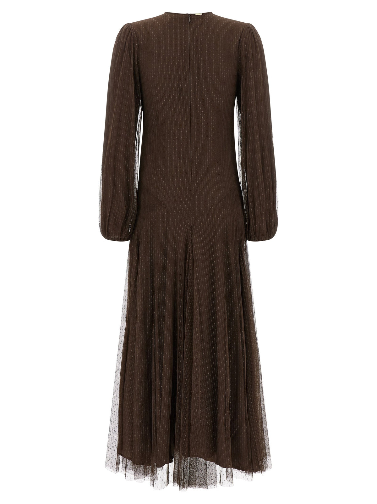 TWINSET Tulle Plumetis Dress Brown