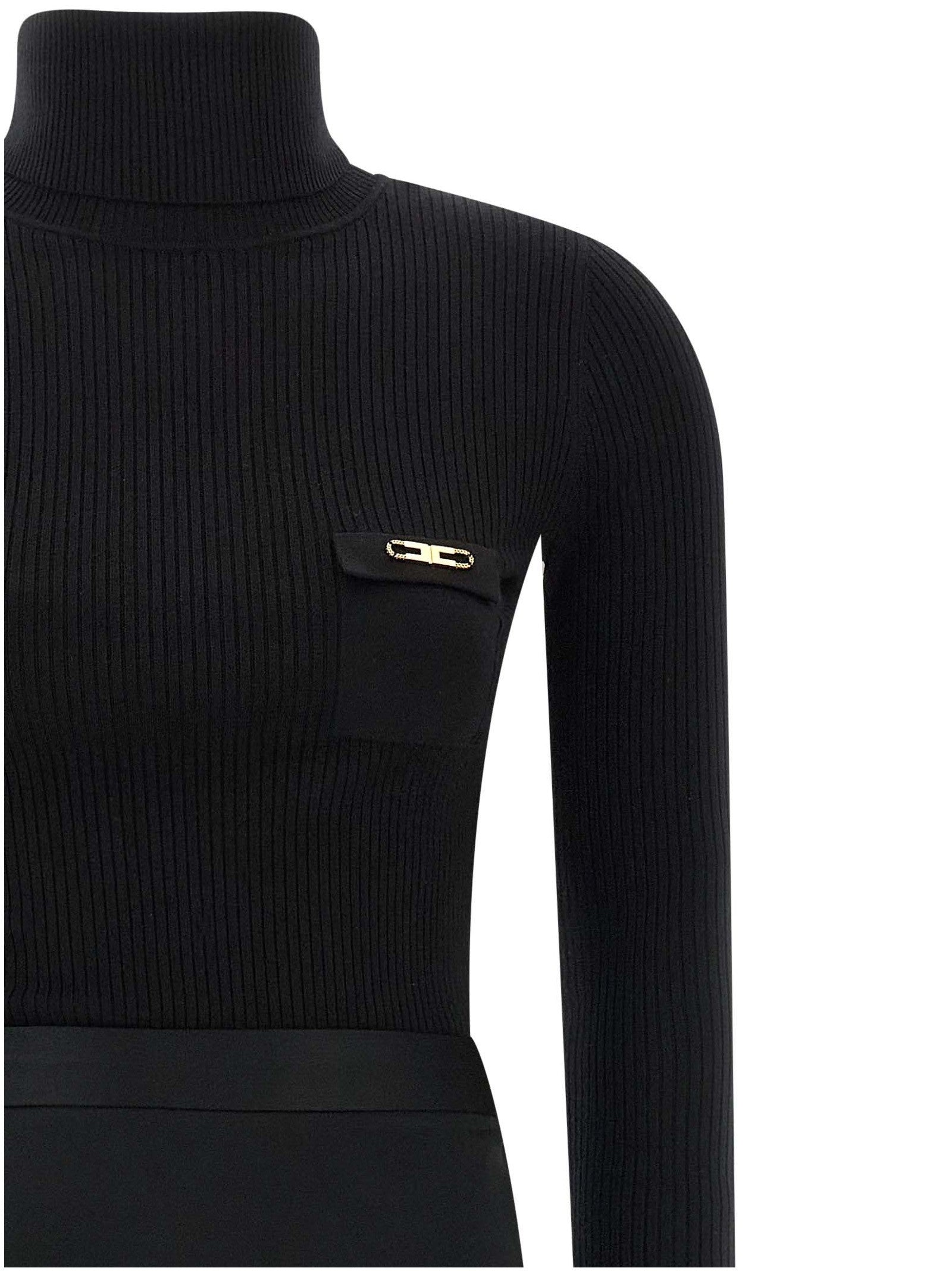 Elisabetta Franchi Turtleneck Dress Black