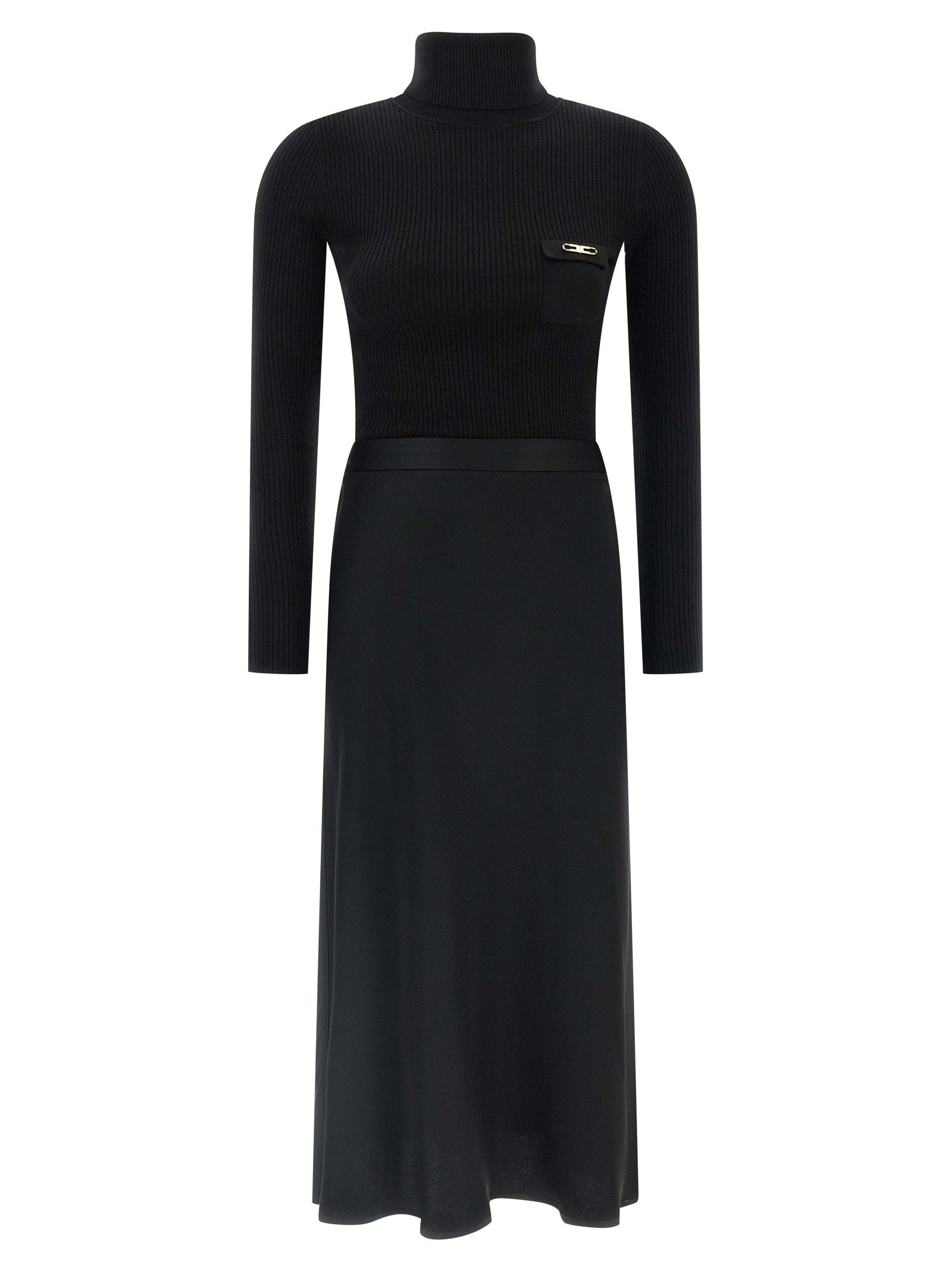 Elisabetta Franchi Turtleneck Dress Black