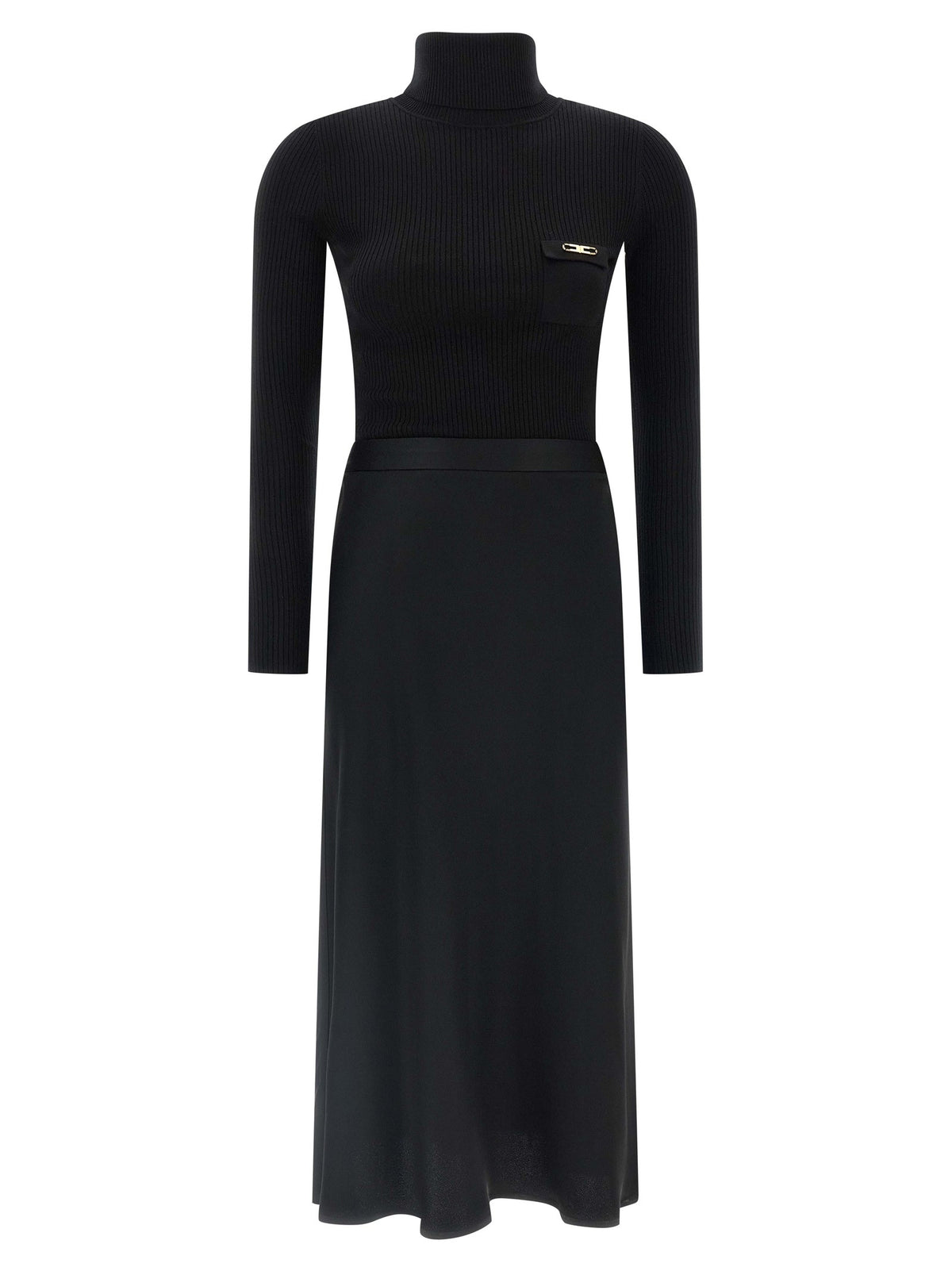 Elisabetta Franchi Turtleneck Dress Black