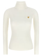 Elisabetta Franchi Turtleneck Embroidery À Jour White