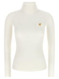 Elisabetta Franchi Turtleneck Embroidery À Jour White