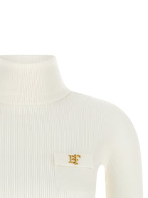 Elisabetta Franchi Turtleneck Embroidery À Jour White