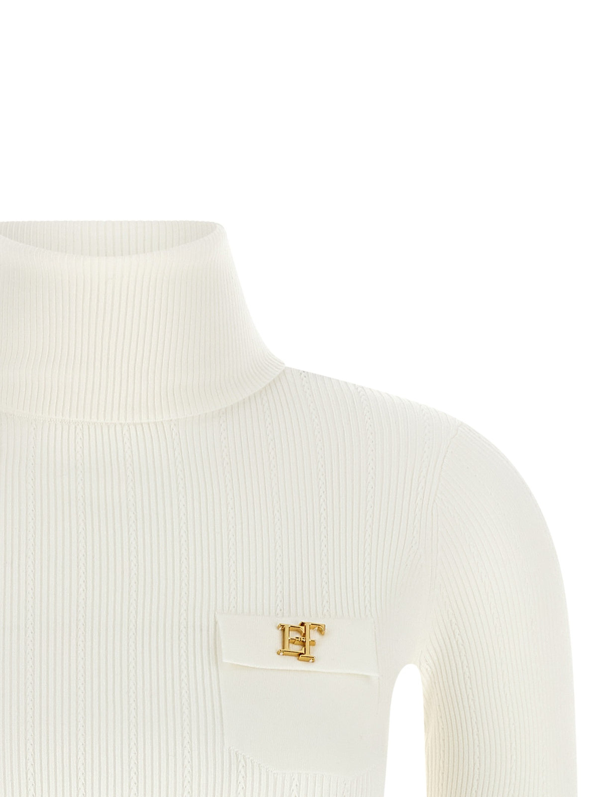 Elisabetta Franchi Turtleneck Embroidery À Jour White, view 3