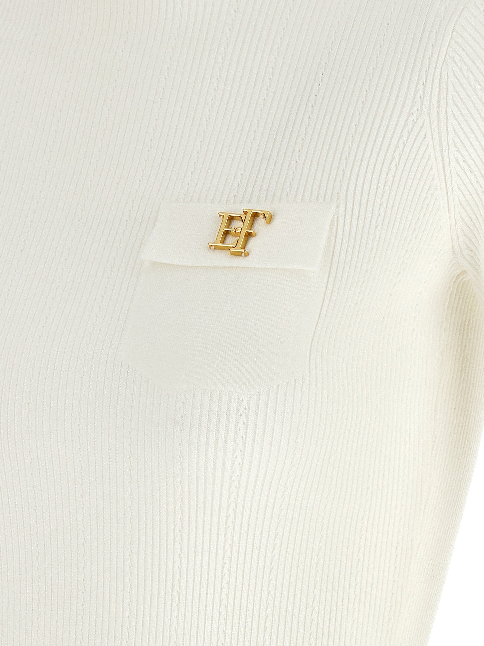 Elisabetta Franchi Turtleneck Embroidery À Jour White