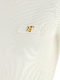 Elisabetta Franchi Turtleneck Embroidery À Jour White