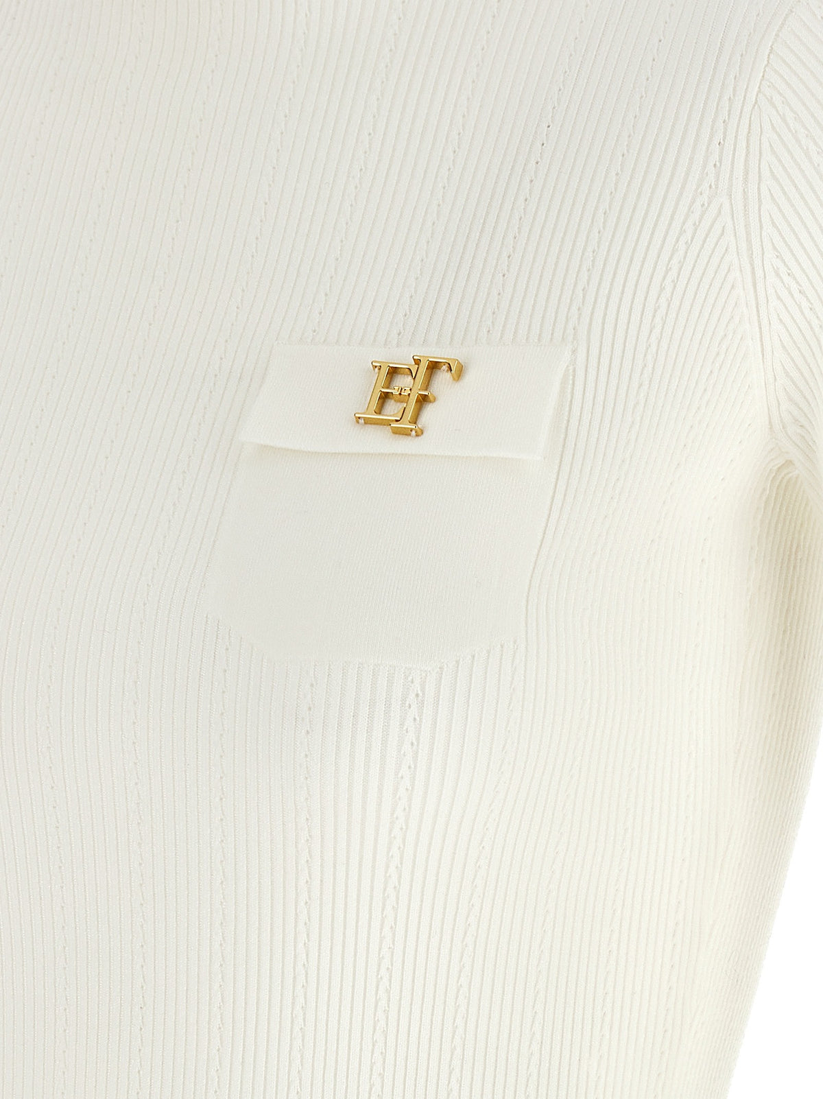 Elisabetta Franchi Turtleneck Embroidery À Jour White, view 4