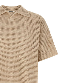 Auralee Tussah Polo Shirt Beige