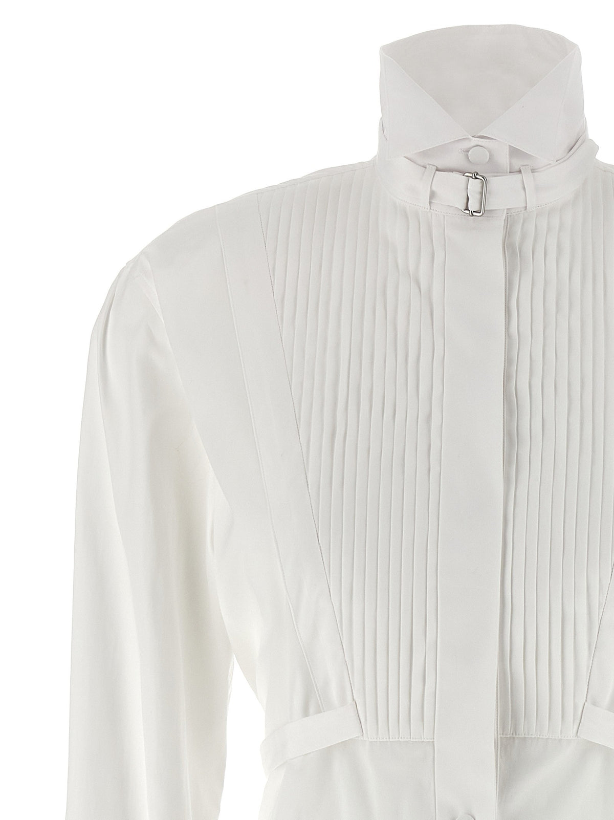 Alexander McQueen Tuxedo Chemisier Dress White, view 3