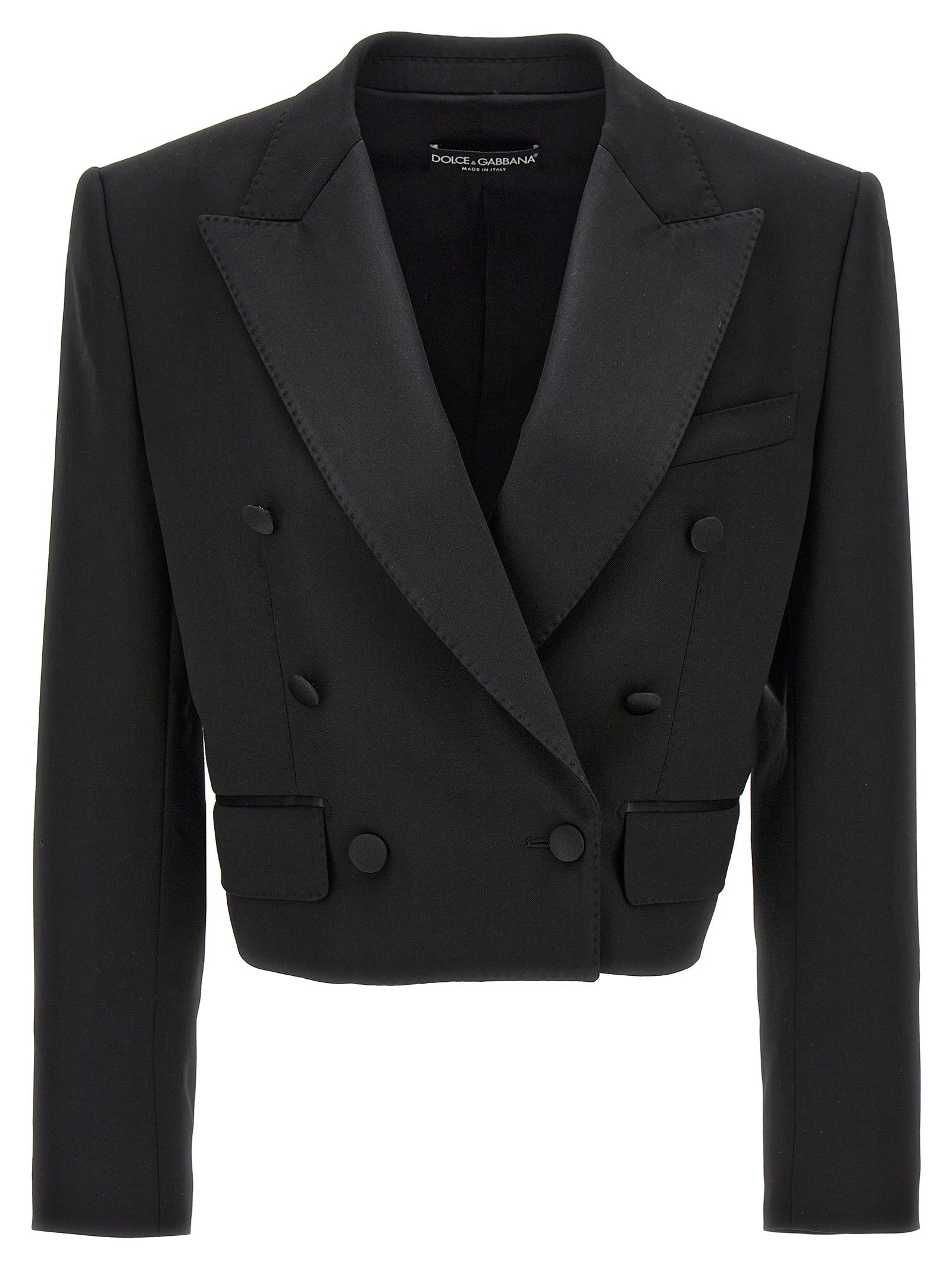 Dolce &amp; Gabbana Tuxedo Crop Blazer Black