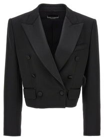 Dolce &amp; Gabbana Tuxedo Crop Blazer Black