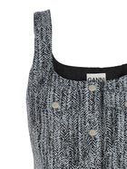 Ganni Tweed Dress Gold, view 3